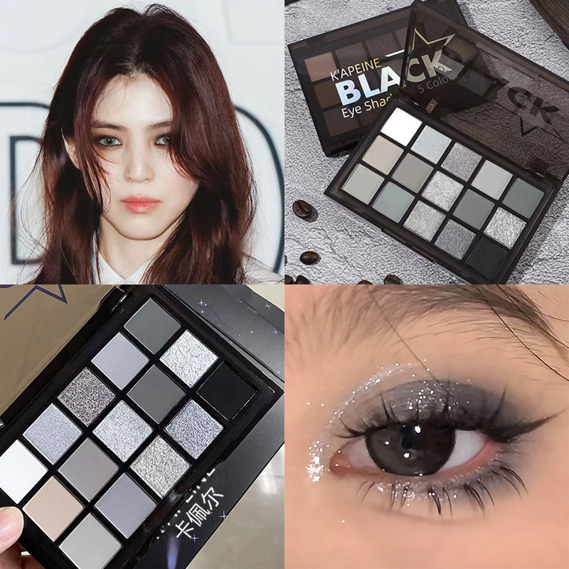 Capel 15-color Dark Night Spirit eyeshadow is easy to apply. It features a pearlescent and matte finish, a cos gray-black dark color, and a European and American smoky eye makeup style full figure