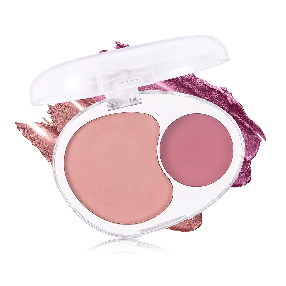 cool story Two-in-One Blush Paste Soft and Creamy Contouring Mashed Potato Paste Two-color Facial Brightening Mousse Blush Cream Plate details Picture
