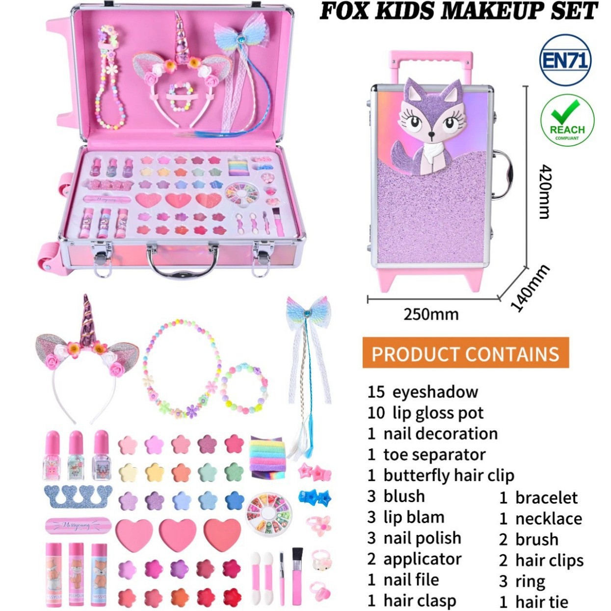Miss Young's cross-border best-selling professional children's facial cosmetics washable makeup set color palette Item Picture