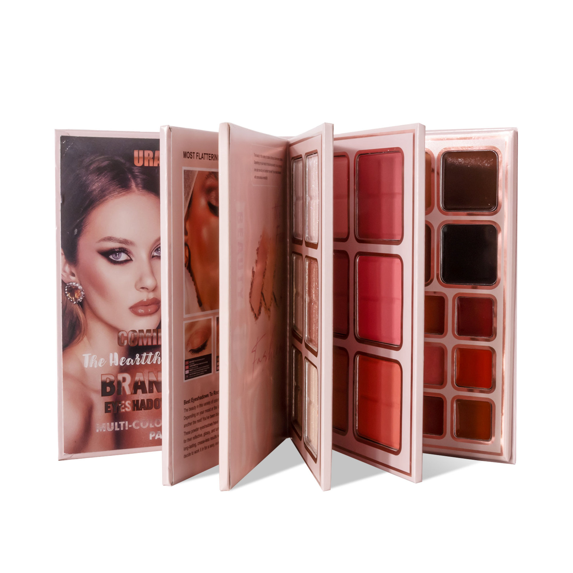 Uratm 78-color makeup palette set, 5-layer heart-shaped flip-up eyeshadow palette, matte and pearlescent blush, contour and highlight in one piece Item Picture