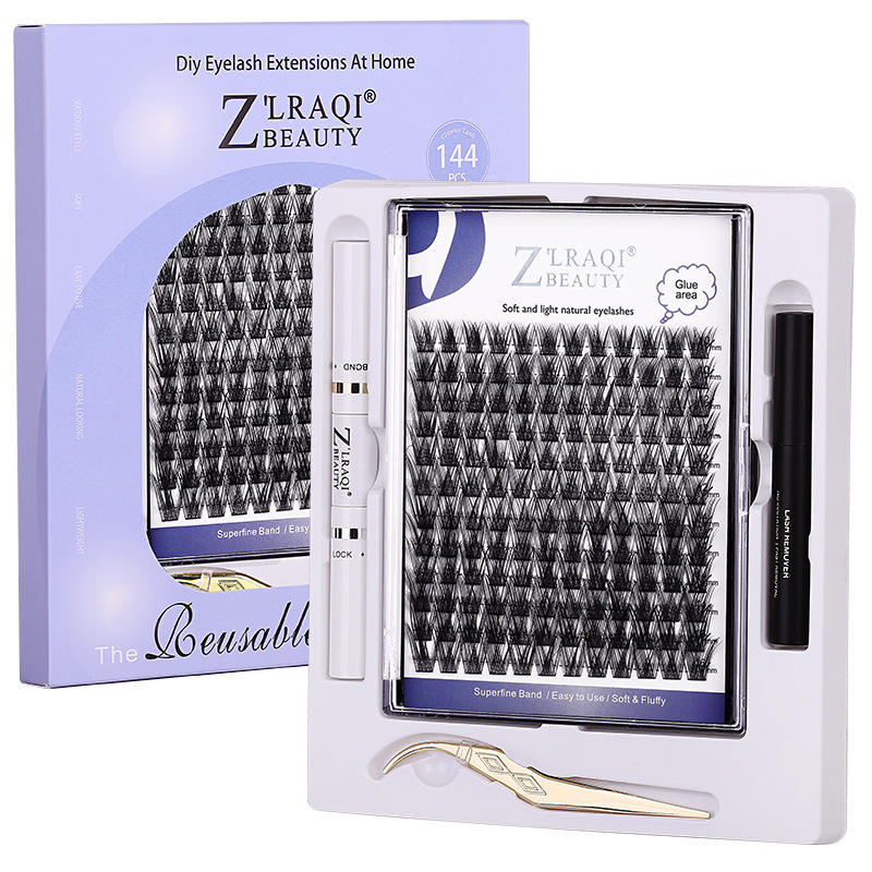 Cross-border eyelash extension set, large-capacity thick and curly, DIY self-extended false eyelash set box, eyelash manufacturer full figure