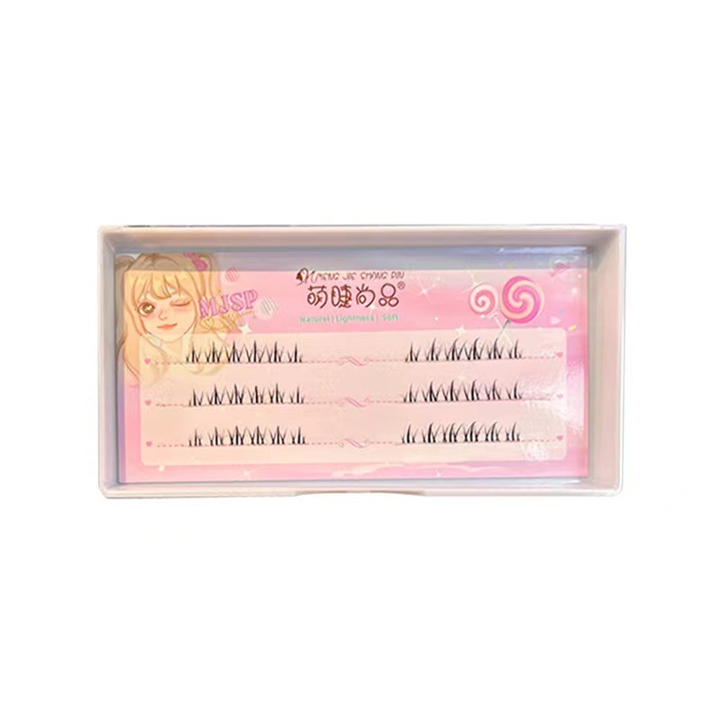 Mengjie Shangpin Little Flame Lower eyelash Natural Daily single cluster segmented Barbie comic Eye transparent stem false eyelash Item Picture