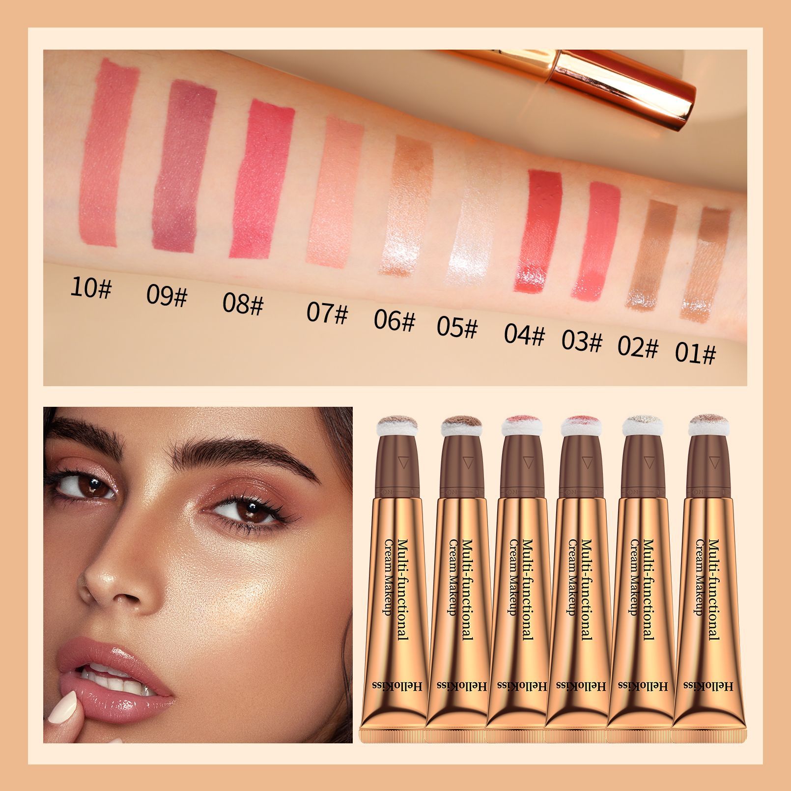 HelloKiss Liquid Highlighter Contouring Multi-functional Makeup Pen Sponge Tip Fine Sparkling Highlighter Liquid Blush Cross-border details Picture
