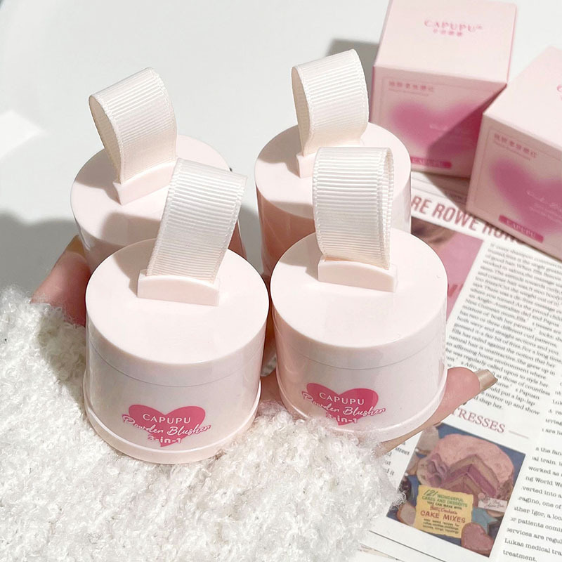 CAPUPU~ Peach Intoxication Soft Skin Blush, fine and natural texture, low saturation gray powder blush box, matte, versatile for cross-border use Specification drawing