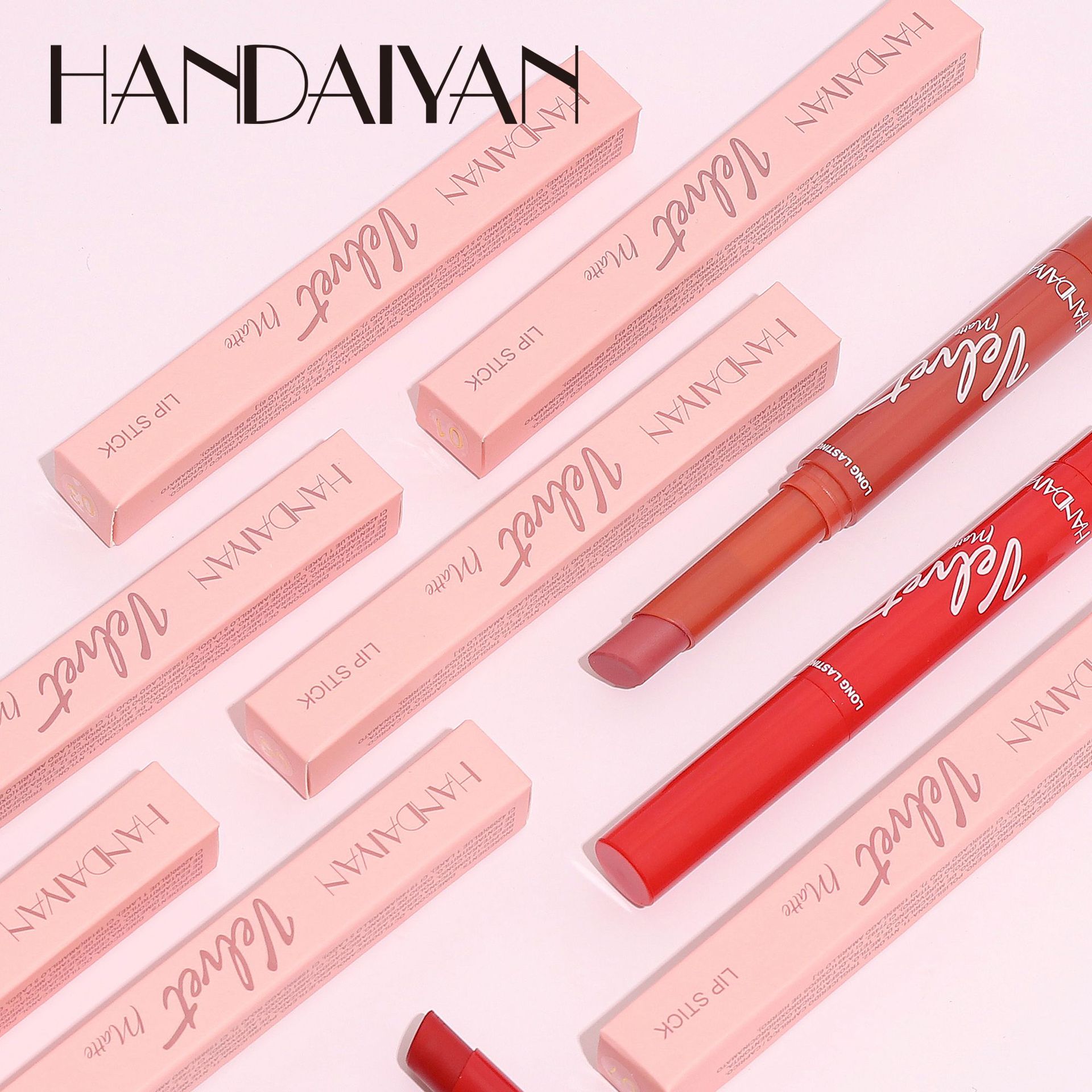 Cross-border matte lipstick 8-color Han Daiyan matte velvet long-lasting and easy-to-apply rotating lipstick pen in stock details Picture