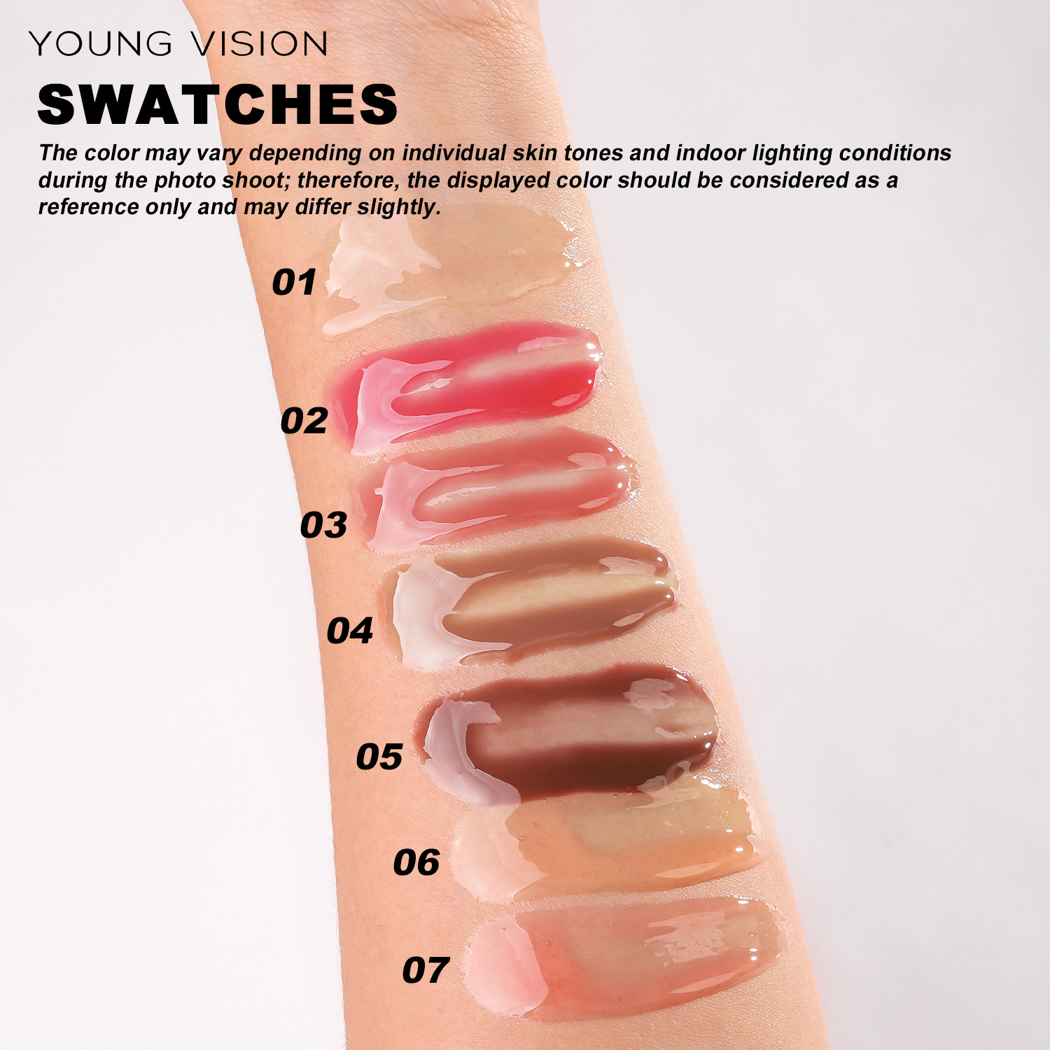 YOUNG VISION 7-color Mirror Lip Oil Set Dudu Lip Liquid Lipstick Lip Gloss Application Scenario