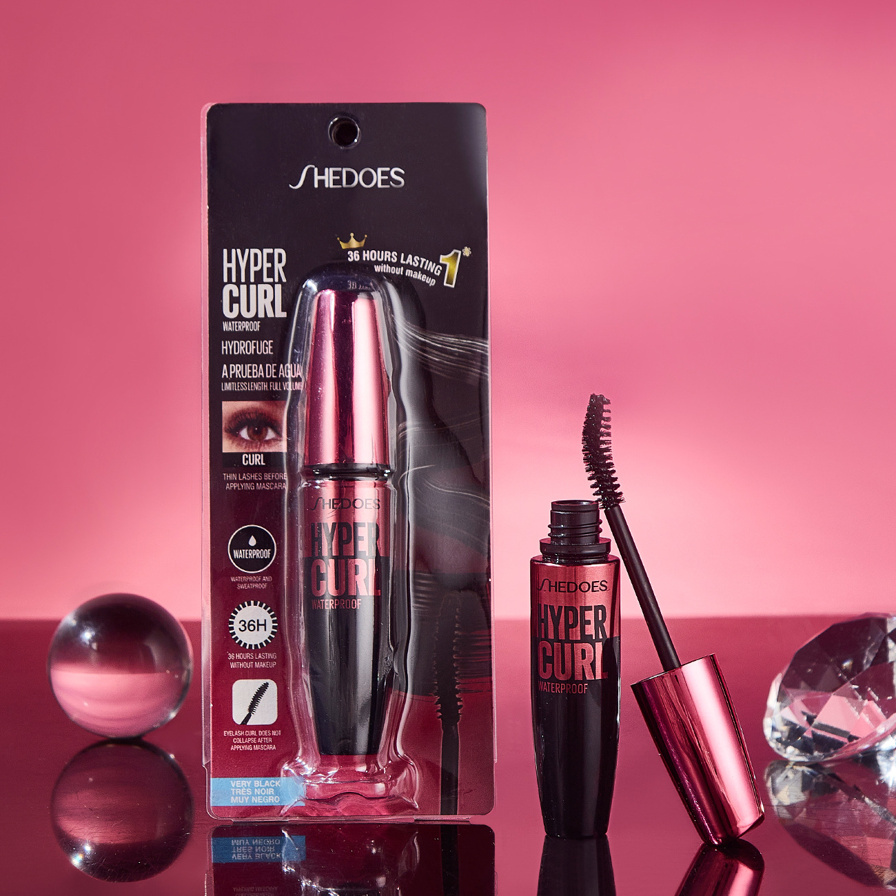 SHEDOES mascara is a cross-border bestseller with a new packaging that is waterproof, sweat-proof, and does not smudge, providing a thick and slender look full figure