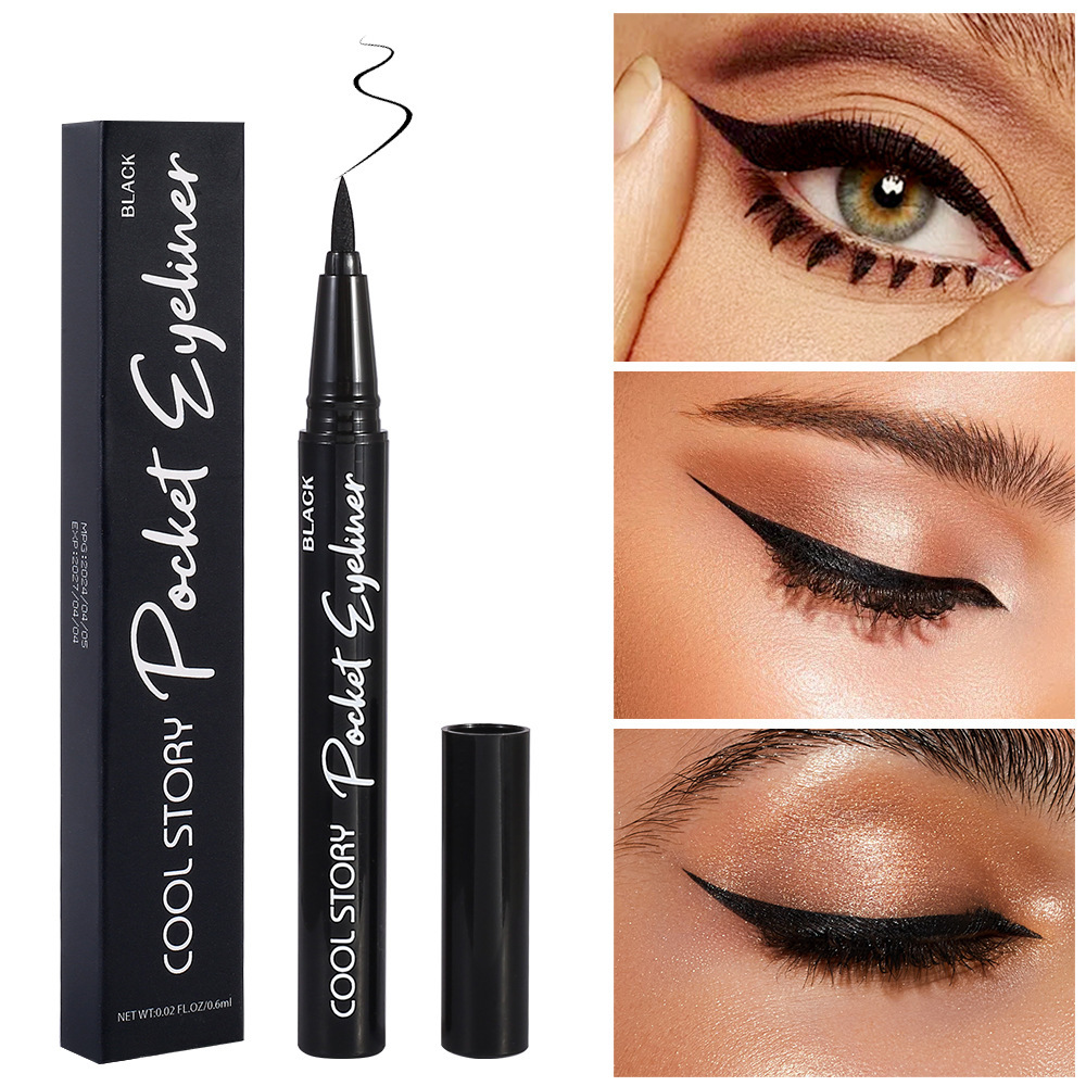 cool story Pocket Eyeliner Straight Liquid quick-drying eyeliner liquid pen Easy to color Lazy makeup full figure