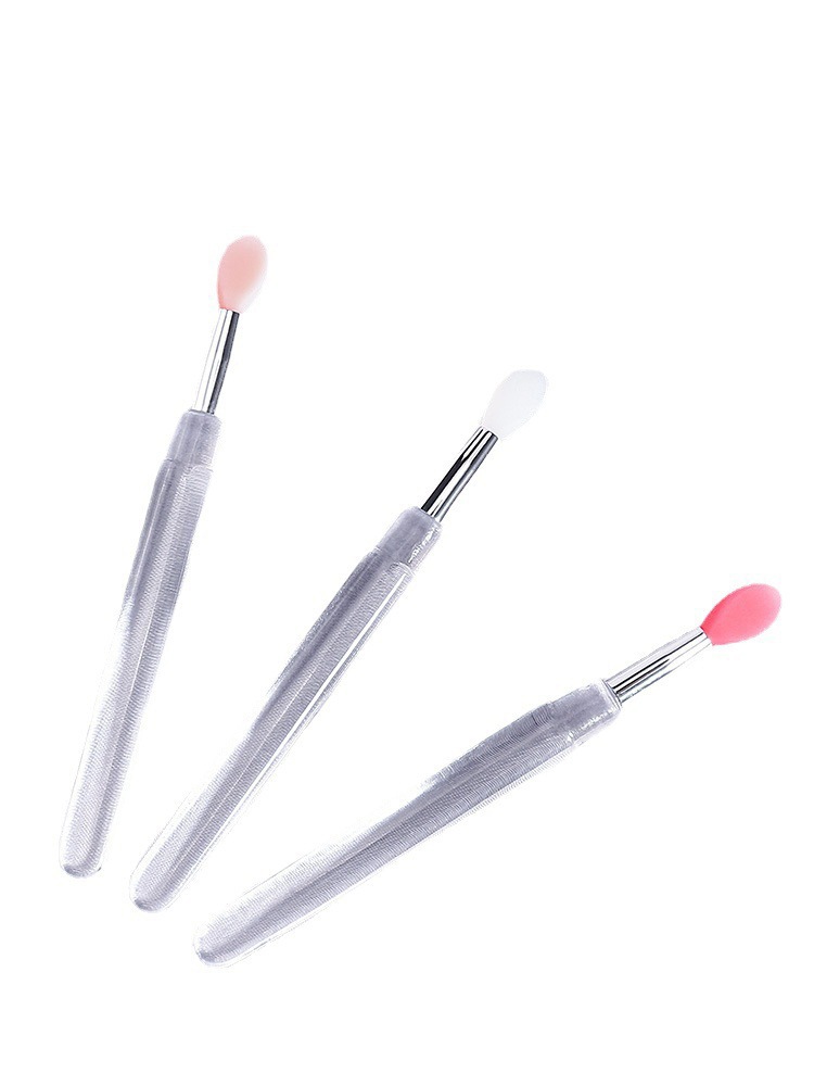 Mini silicone lip brush with cover, dust-proof concealer brush, lipstick brush, eyeshadow brush, portable beauty tools wholesale Item Picture