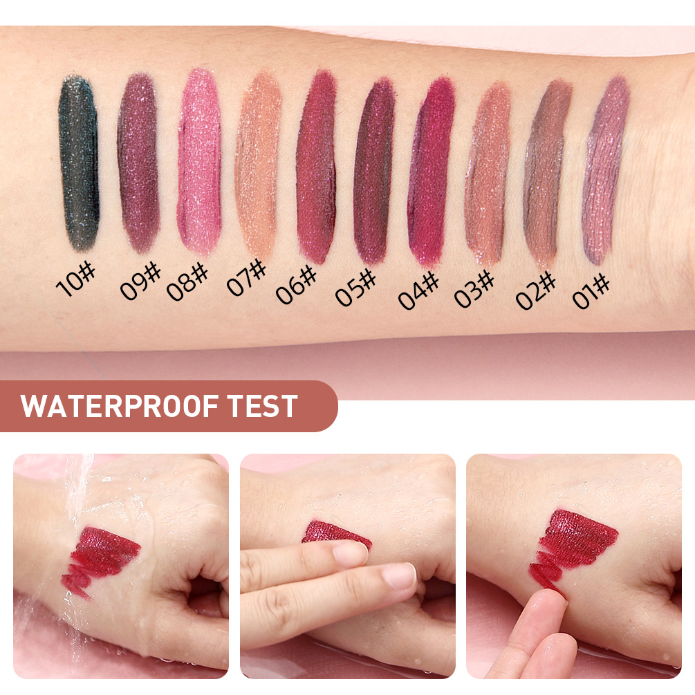 QIBEST Cross-border Diamond Liquid Lipstick Metallic non-stick Cup Non-fading Lip Gloss Lustrous Pearlescent Fine Sparkling Lip Gloss Specification drawing