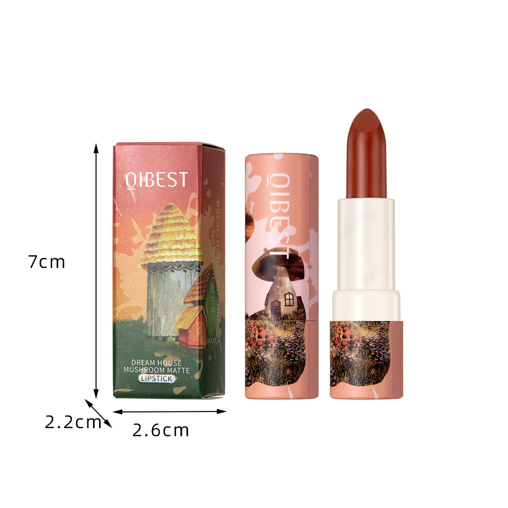 QIBEST Moisturizing matte new Color Lipstick has a velvety misty texture that is not easy to fade and lasts long. It is a cross-border nude color lipstick Item Picture