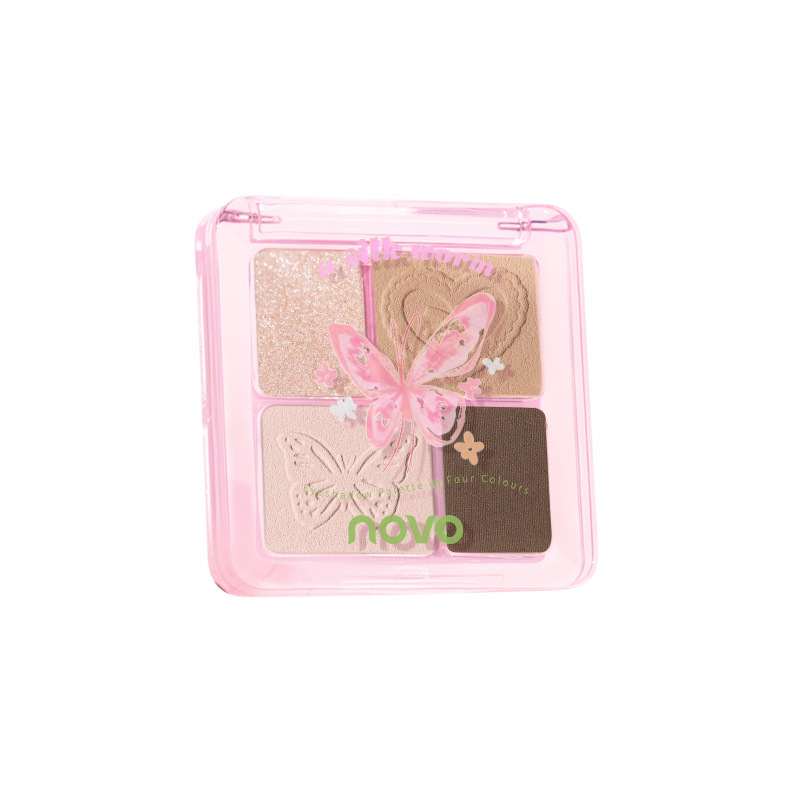 NOVO Floating Light and lustrous four-color eye Shadow palette for the eye, suitable for beginners with natural makeup, light makeup, daily earth tones, pearlescent and matte finishes, affordable Item Picture