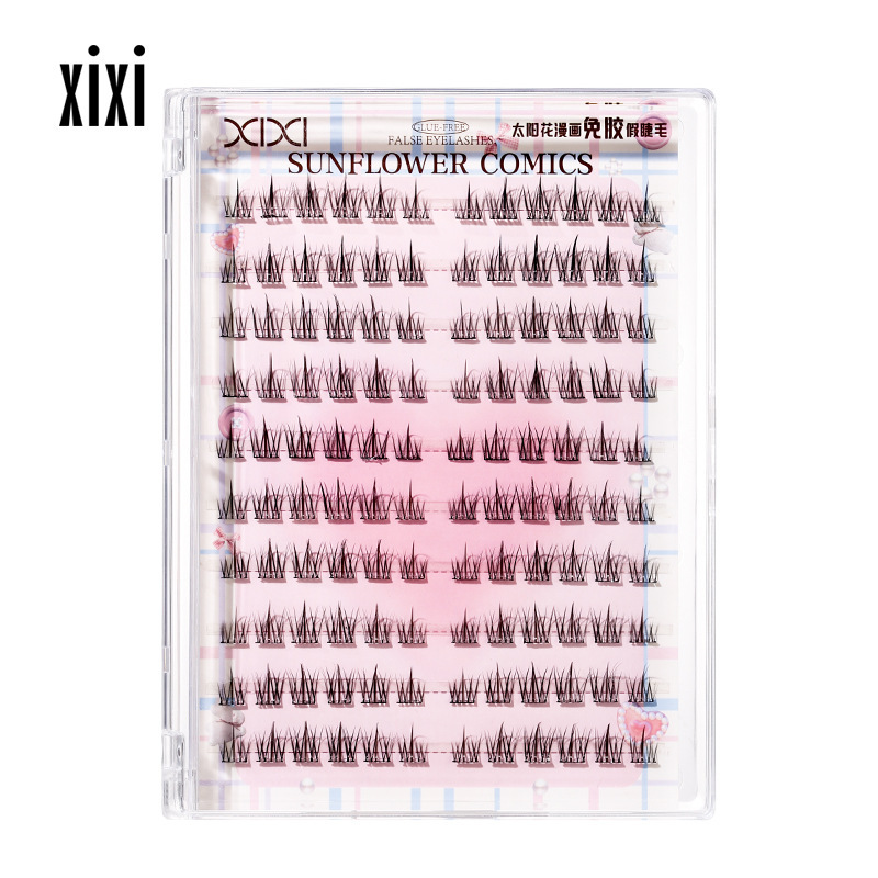 xixi Sunflower Comic glue-free False eyelashes 10-row set Large Capacity natural simulation single cluster segmented eyelashes Item Picture