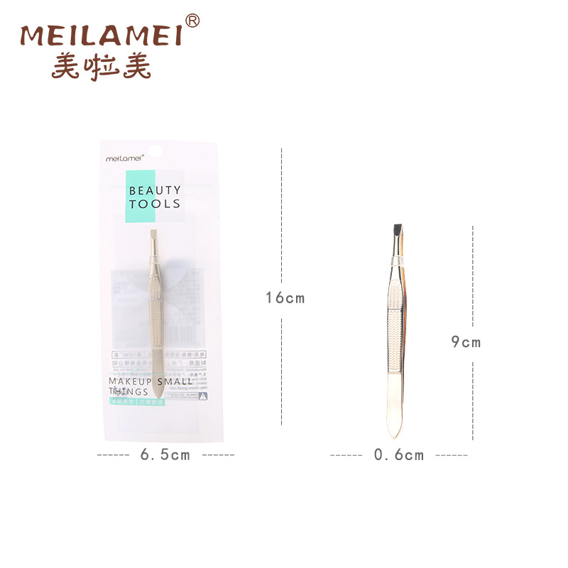 Meilamei stainless steel eyebrow tongs, eyebrow trimming tweezers, flat and slanted beauty tools, eyebrow tongs MLM-D504 Application Scenario