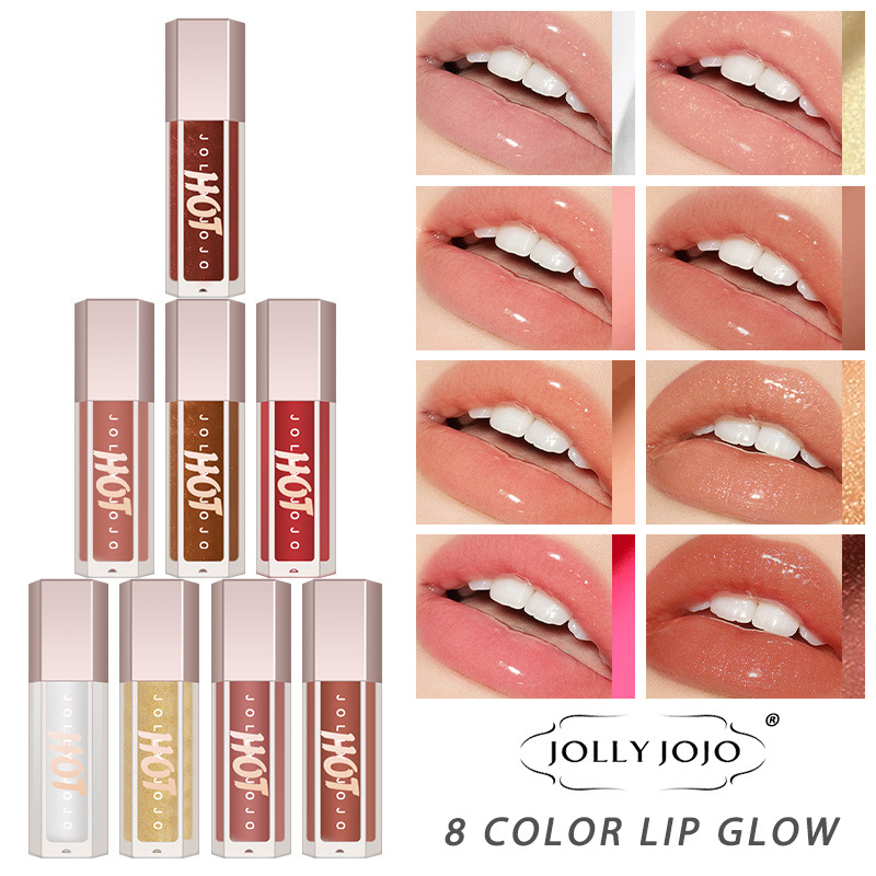 Cross-border JOLLY JOJO Eight-color Transparent Lip Gloss Water Mirror Lip Gloss Lipstick full figure