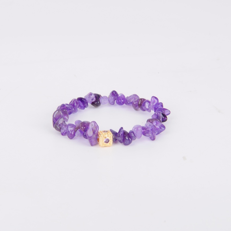 Natural amethyst crushed stone women's bracelet, Brazilian amethyst single-ring bracelet, high-end light luxury jewelry Specification image