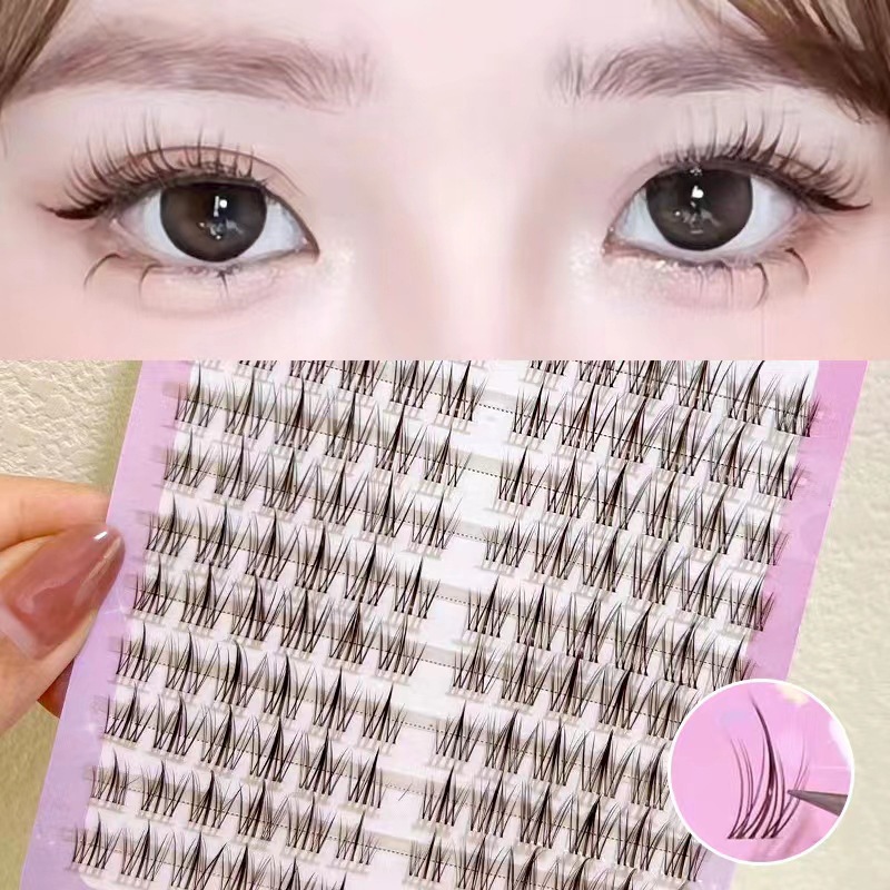 Mengjie Shangpin Mom's raw caramel-colored lazy sunflower eyelashes Fine stem false eyelashes Natural single cluster imitation eyelashes details Picture