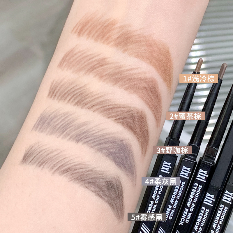 xixi's small black chopsticks feature a three-dimensional and exquisite eyebrow pencil with two ends outlining the shape of the eyebrows. It is waterproof, sweat-proof, and does not smudge naturally, with each eyebrow clearly distinguishable Application Scenario