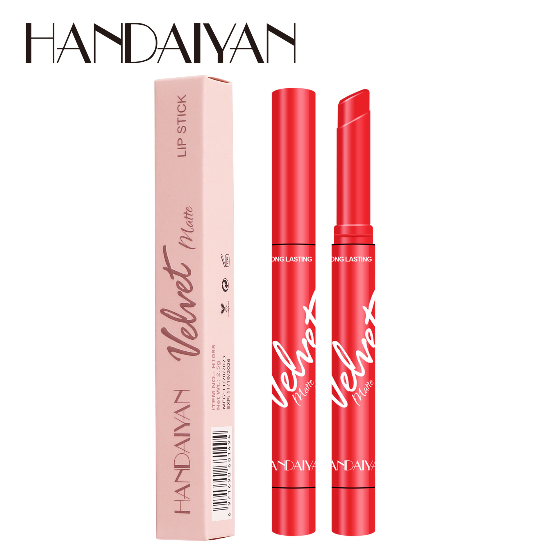 Cross-border matte lipstick 8-color Han Daiyan matte velvet long-lasting and easy-to-apply rotating lipstick pen in stock Item Picture