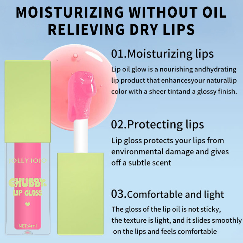 Cross-border JOLLY JOJO Lip Moisturizing Lip Oil, Lip Plumming Moisturizing Lip Care Oil, Mirror Lip Glaze, Transparent Lip Gloss, wholesale makeup details Picture