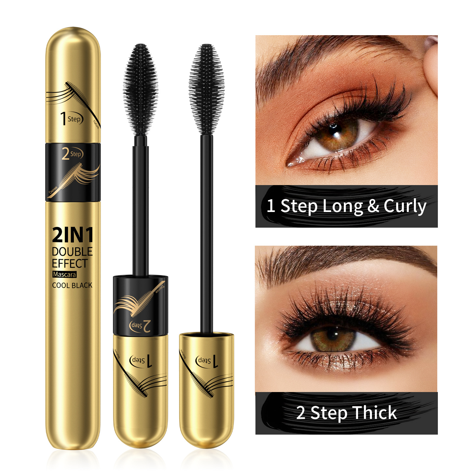 HelloKiss Natural, Slender, sweat-resistant, non-smudge mascara, Thick and curling Dual-effect Mascara, Cross-border makeup details Picture