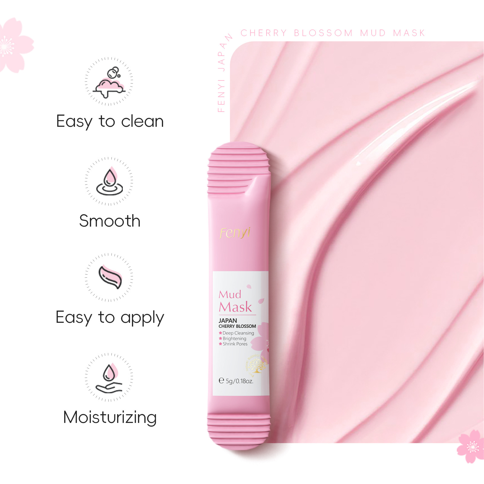 FENYI Cherry Blossom Mud Mask Box Set 5g*20 Facial Care and Cleansing Mask Skin Care products Cross-border Specification drawing