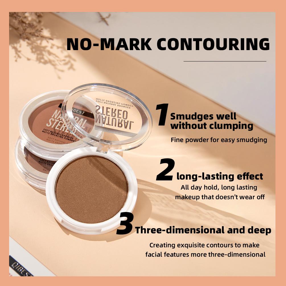 QIBEST cross-border matte contouring powder is not easy to smudge, contour contour powder, shadow and nose shadow powder, facial makeup Application Scenario