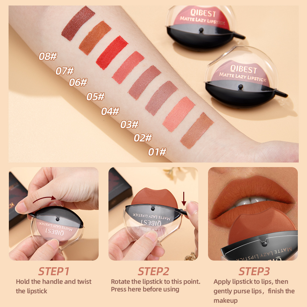 QIBEST Lazy Lip Lipstick is not easy to fade, has a long-lasting matte finish, and does not stick to the rim of the cup. Wholesale Specification drawing