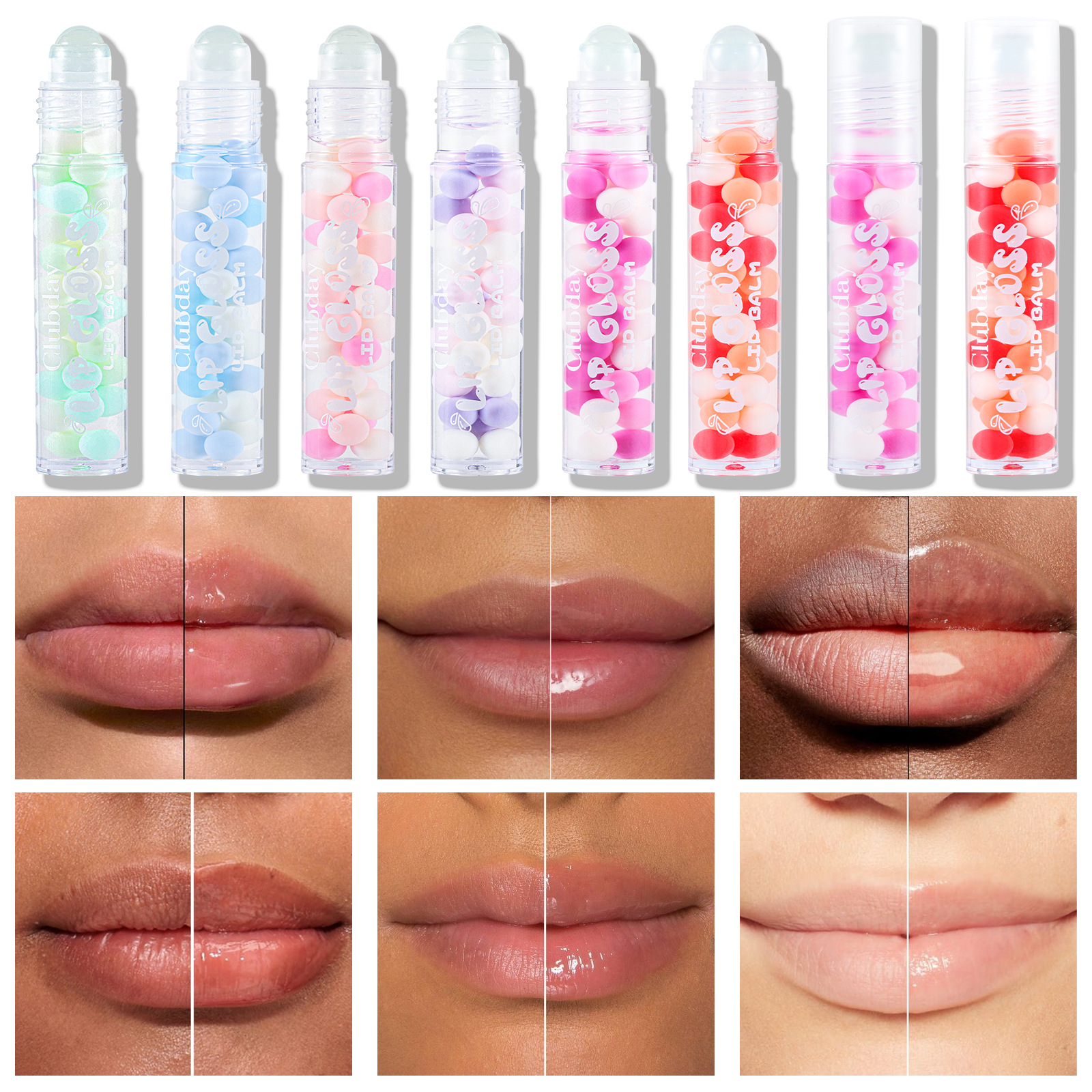 Clubday Water Light Rolling Lip Oil combined with transparent Mirror chubby Lip makeup full figure