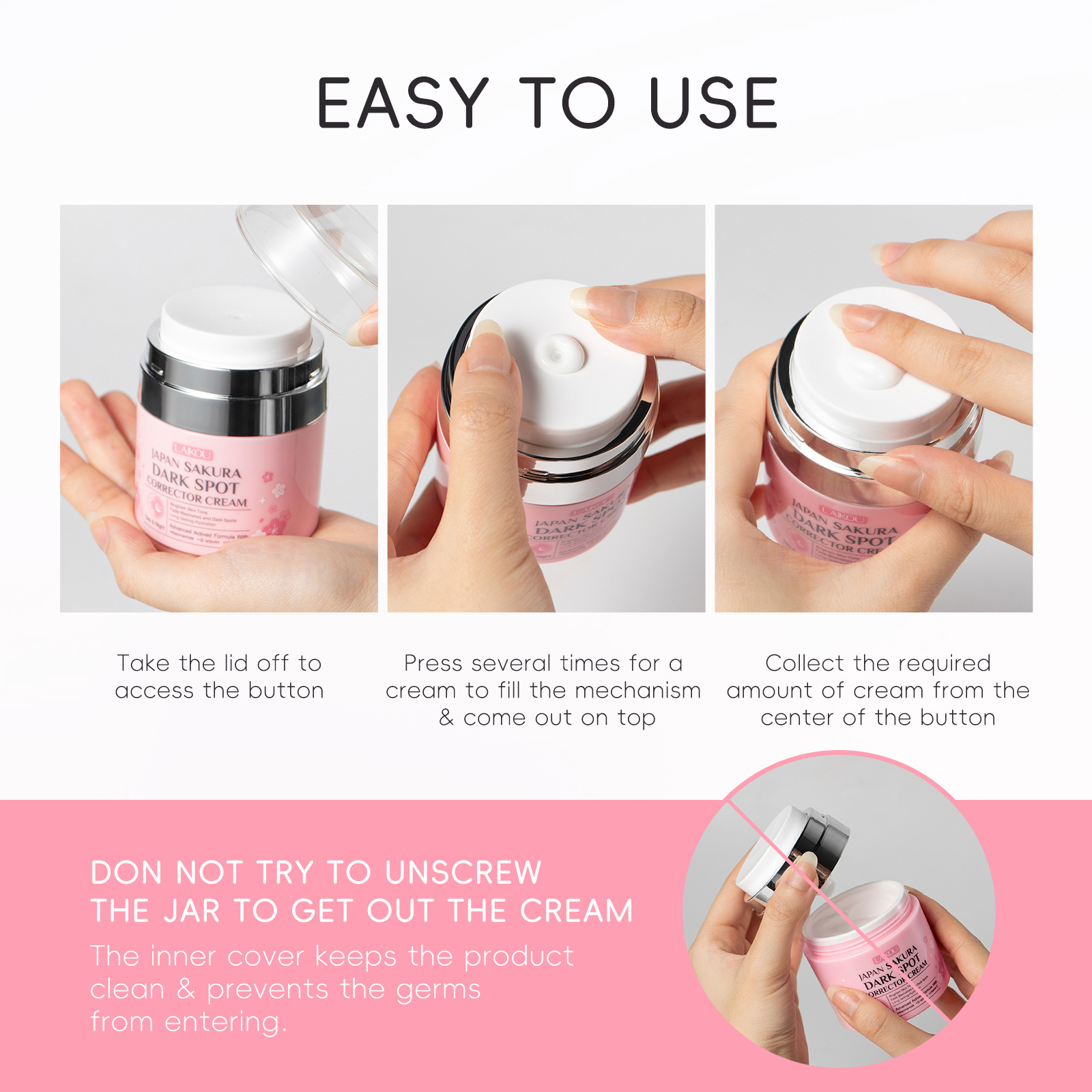 The new cross-border product, Laikou Cherry Blossom Cream 50g, is a hydrating, moisturizing and brightening moisturizing cream from an fda cosmetics manufacturer details Picture