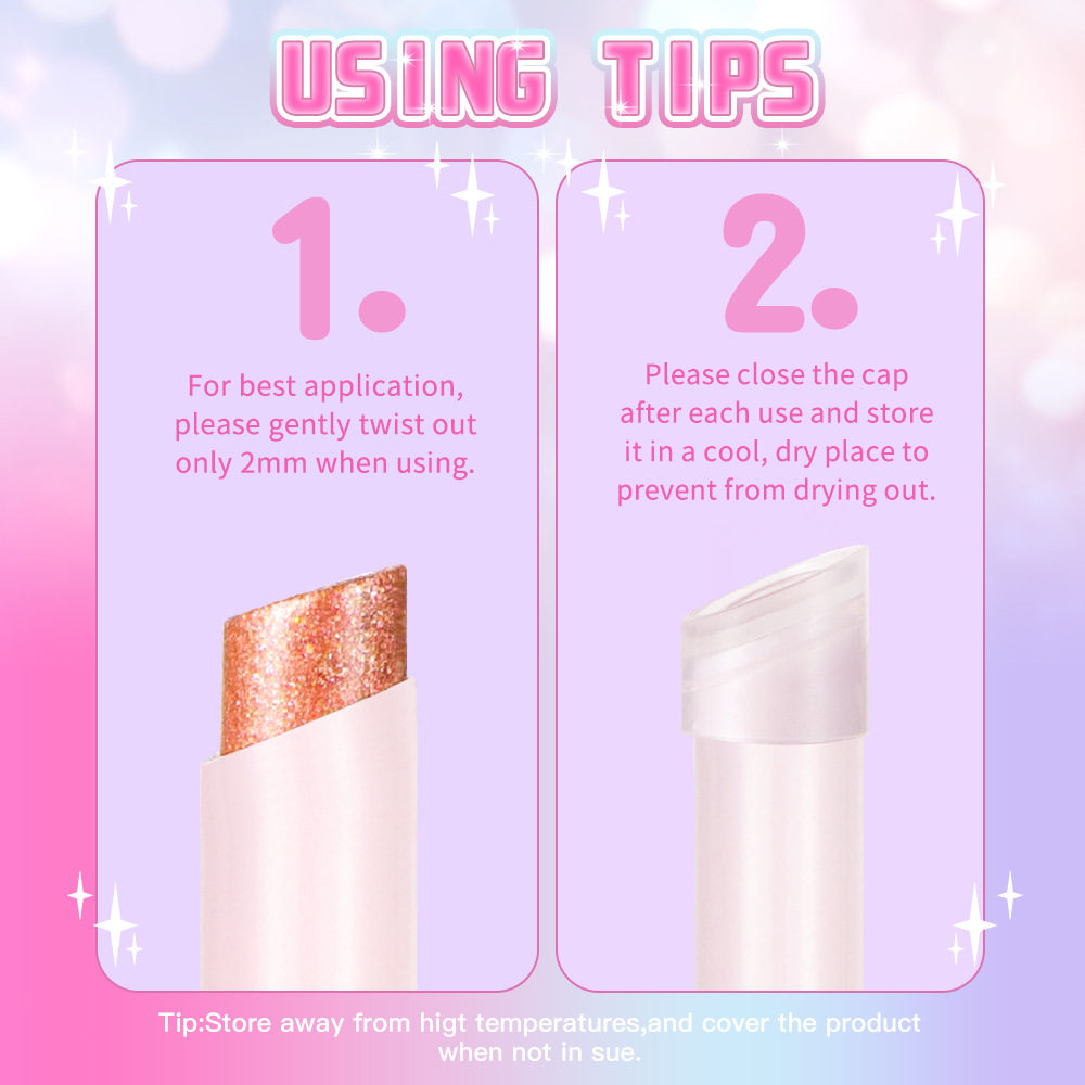 Cross-border bestseller Crystal jelly high-gloss eyeshadow stick, super shiny multi-color eyeshadow high-gloss stick, Galaxy fine flash, explosive flash Application Scenario
