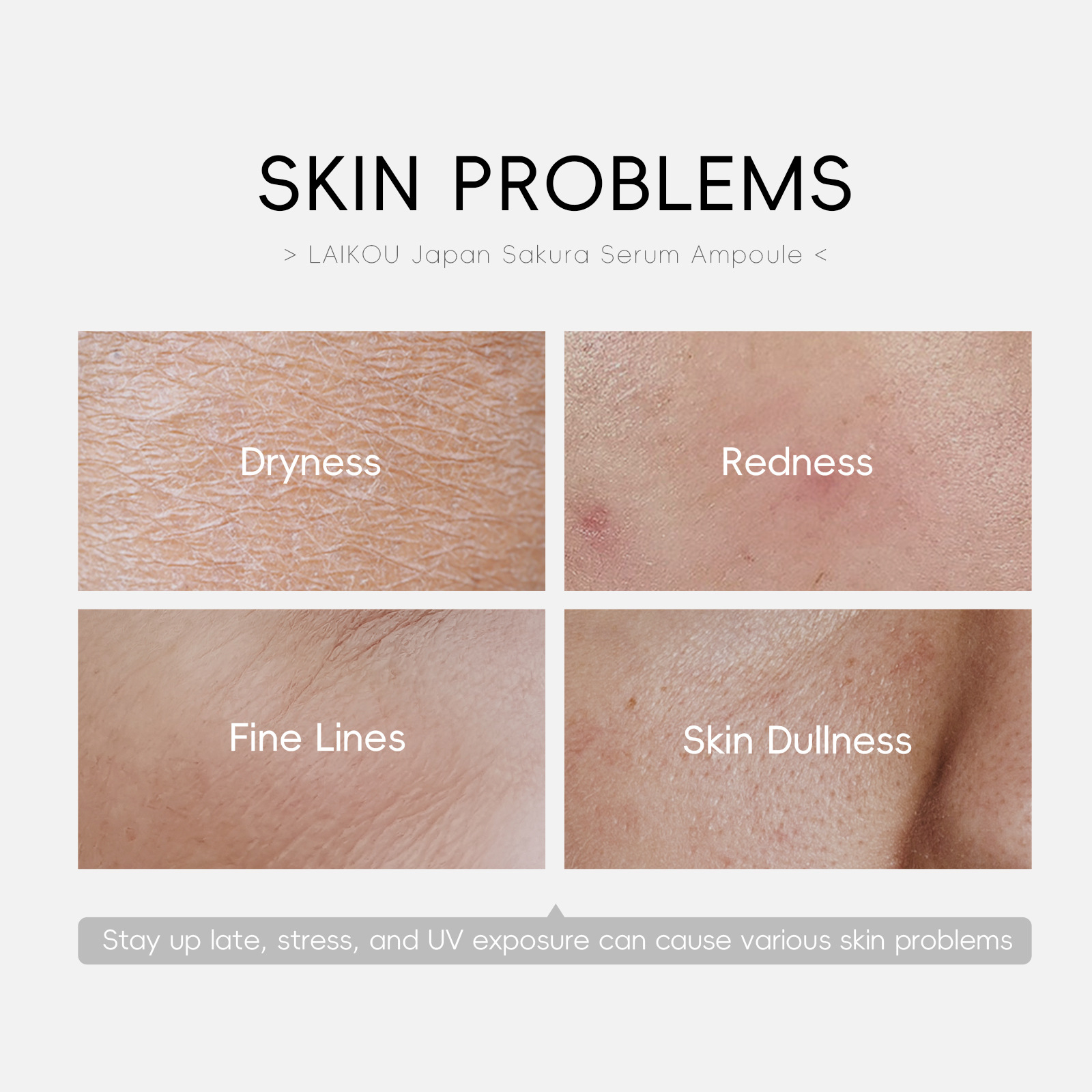 Cross-border new product Laikou Cherry Blossom Essence Ampoule 2ml*10 Facial Hydrating and Moisturizing Essence wholesale Niacinamide details Picture