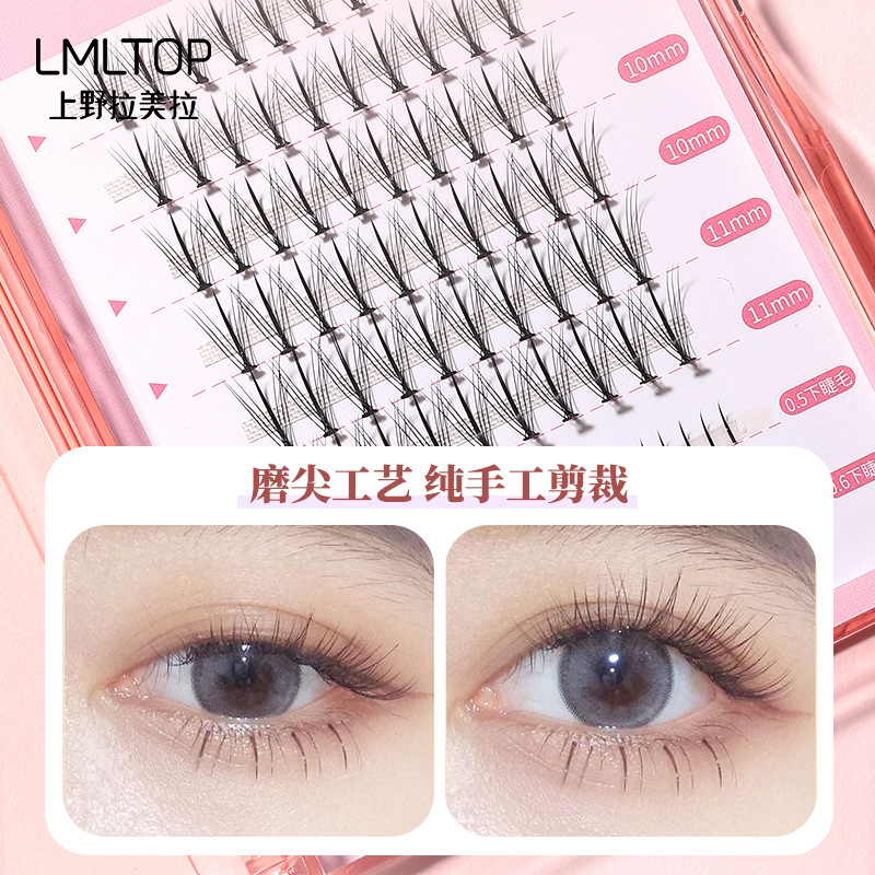 LMLTOP large-capacity 8-row natural false eyelash cluster fishtail Fairy eyelash SY913, carefully selected Specification drawing