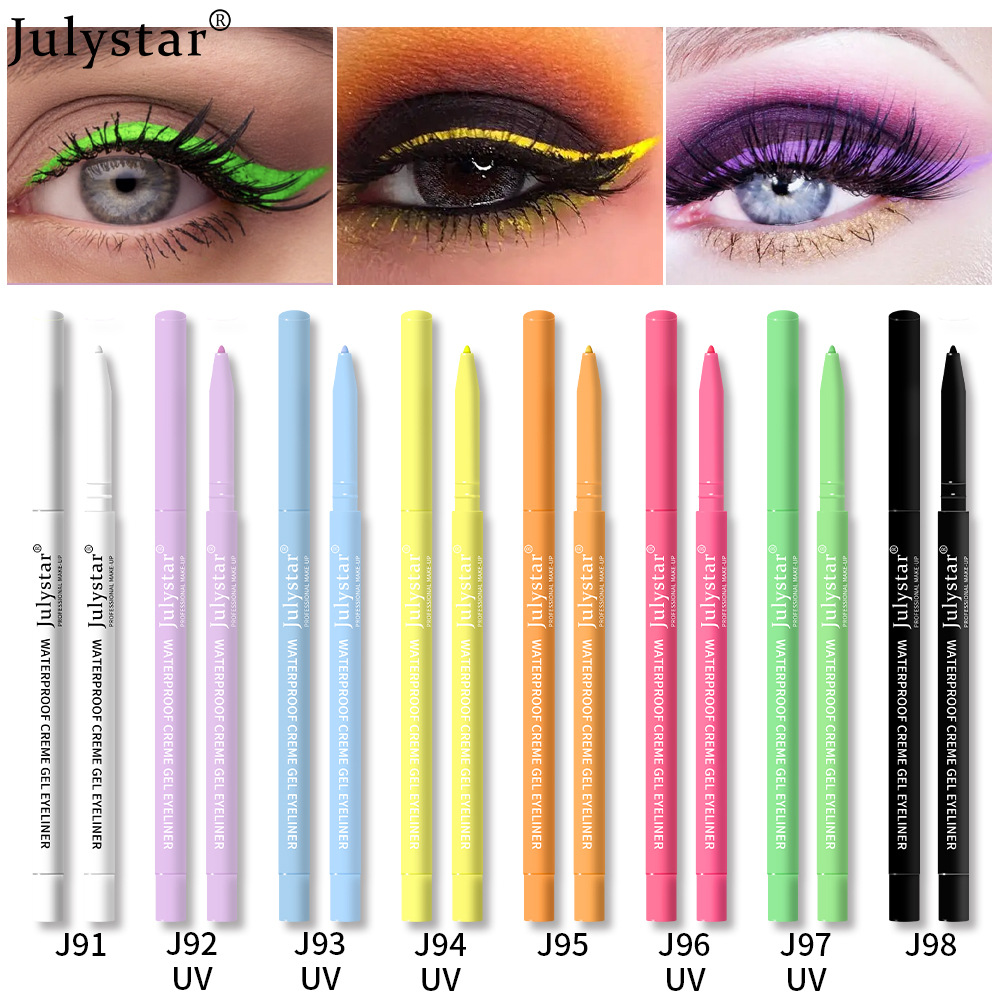 Julystar Colored UV fluorescent eyeliner Gel Pen is waterproof, oil-proof and does not smudge. It is a pearlescent eyeliner pen for cross-border beauty Specification drawing