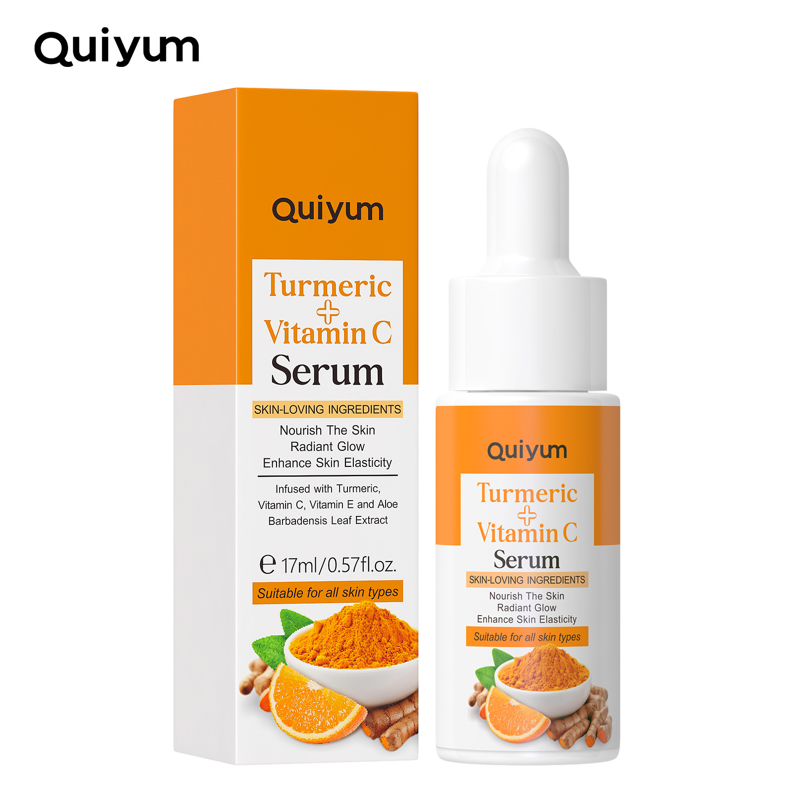 quiyum cross-border new Product Turmeric Vitamin c Essence 17ml for hydrating, moisturizing and nourishing, in stock from the manufacturer Item Picture