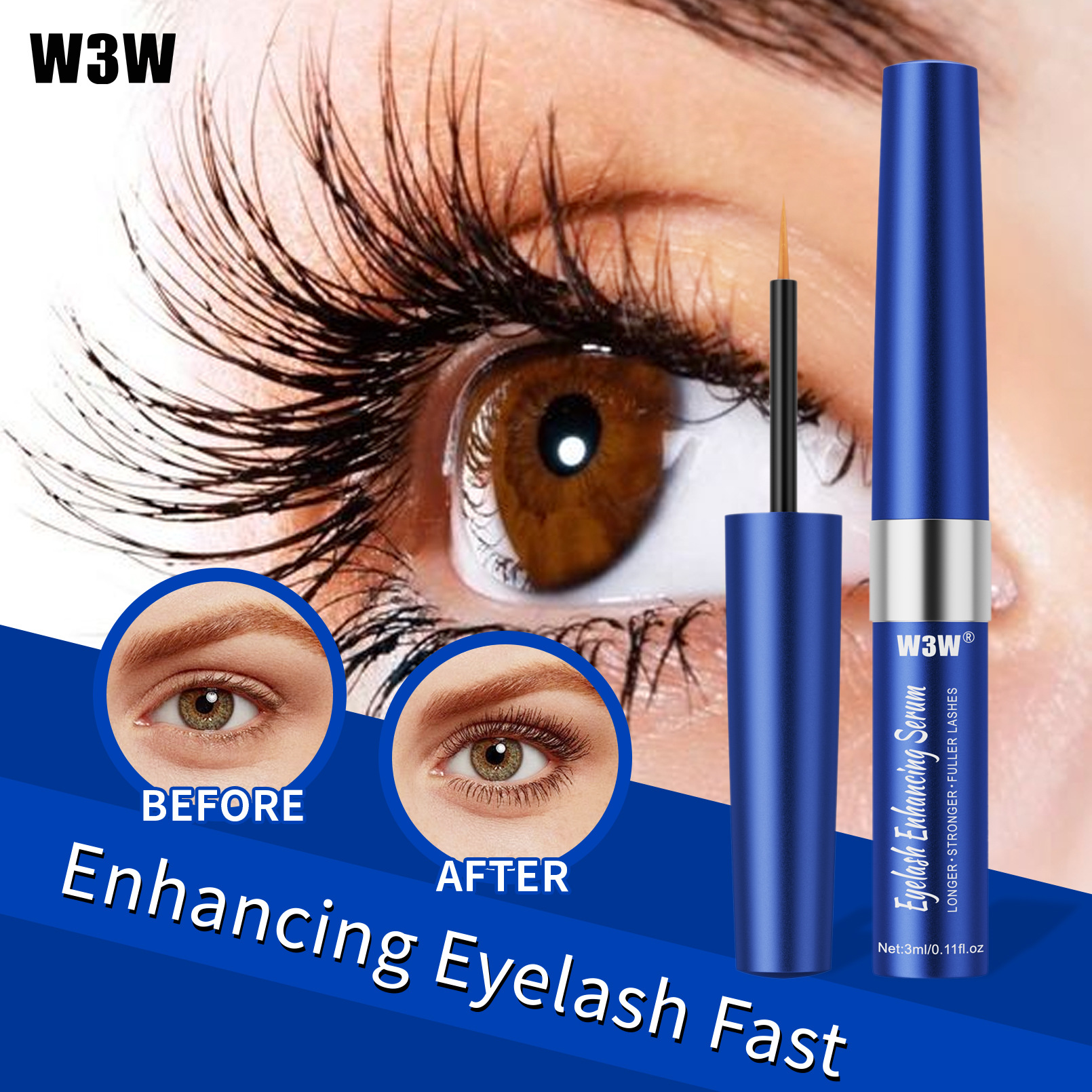 W3W Cross-border Natural Thickening Transparent Mascara, Mascara Base, Nourishing and Slimming Liquid, the same as Amazon full figure