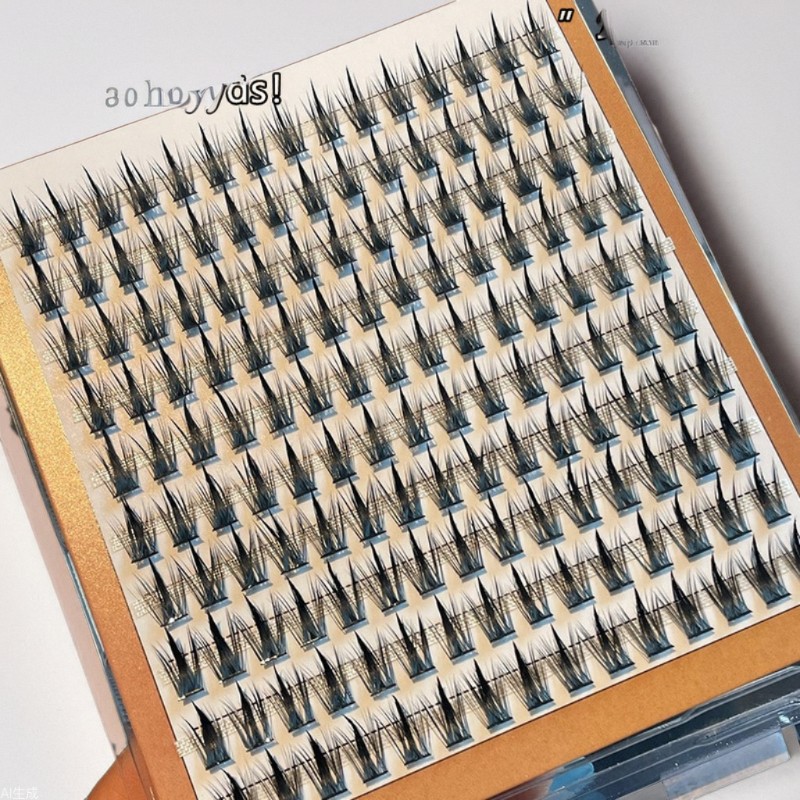 LODO pointed-top wheat ear false eyelashes, European and American hybrid segmented fine black stem thick single tuft Lodo eyelashes full figure