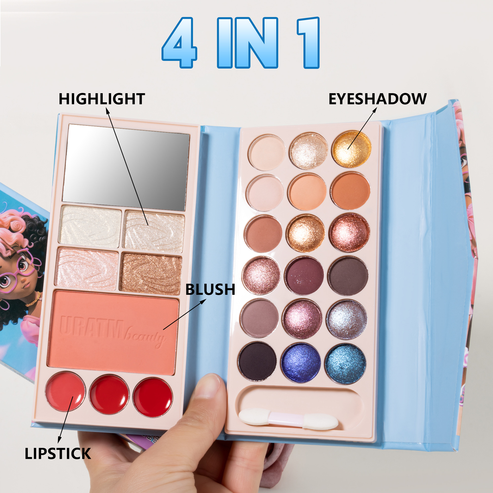 26-color cross-border bestseller multi-functional all-in-one makeup palette, matte pearlescent eyeshadow, lipstick, blush, contour, high-gloss makeup Specification drawing