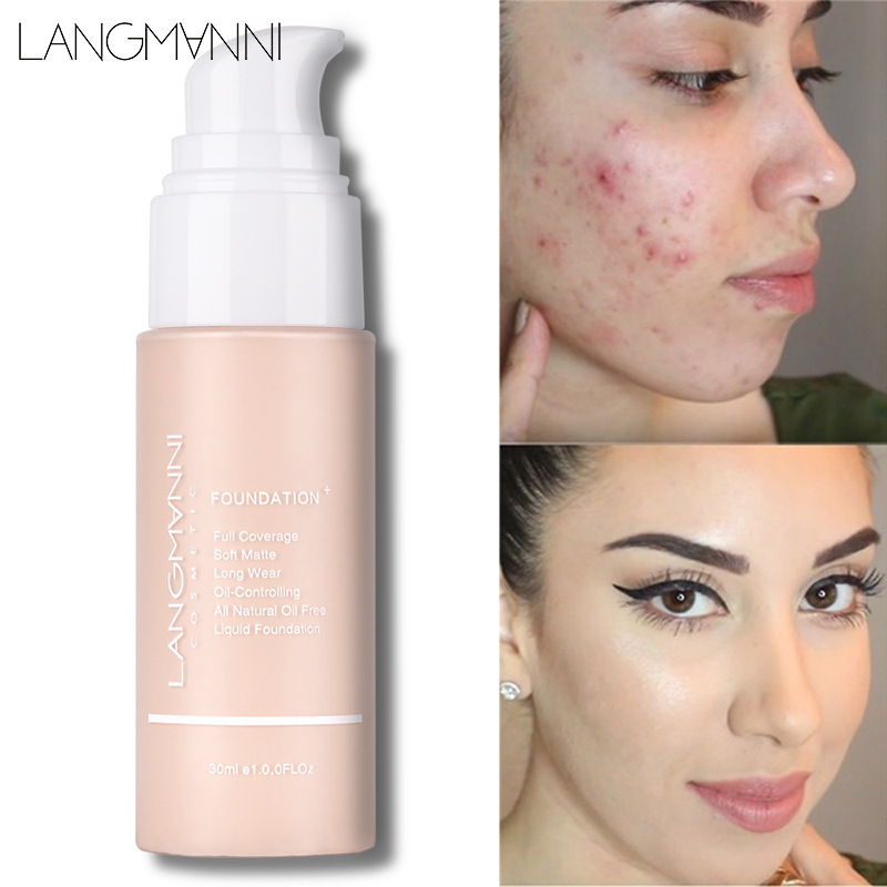 Langmanni Press Foundation Matte kong Oil Mask xia Foundation European and American Makeup details Picture
