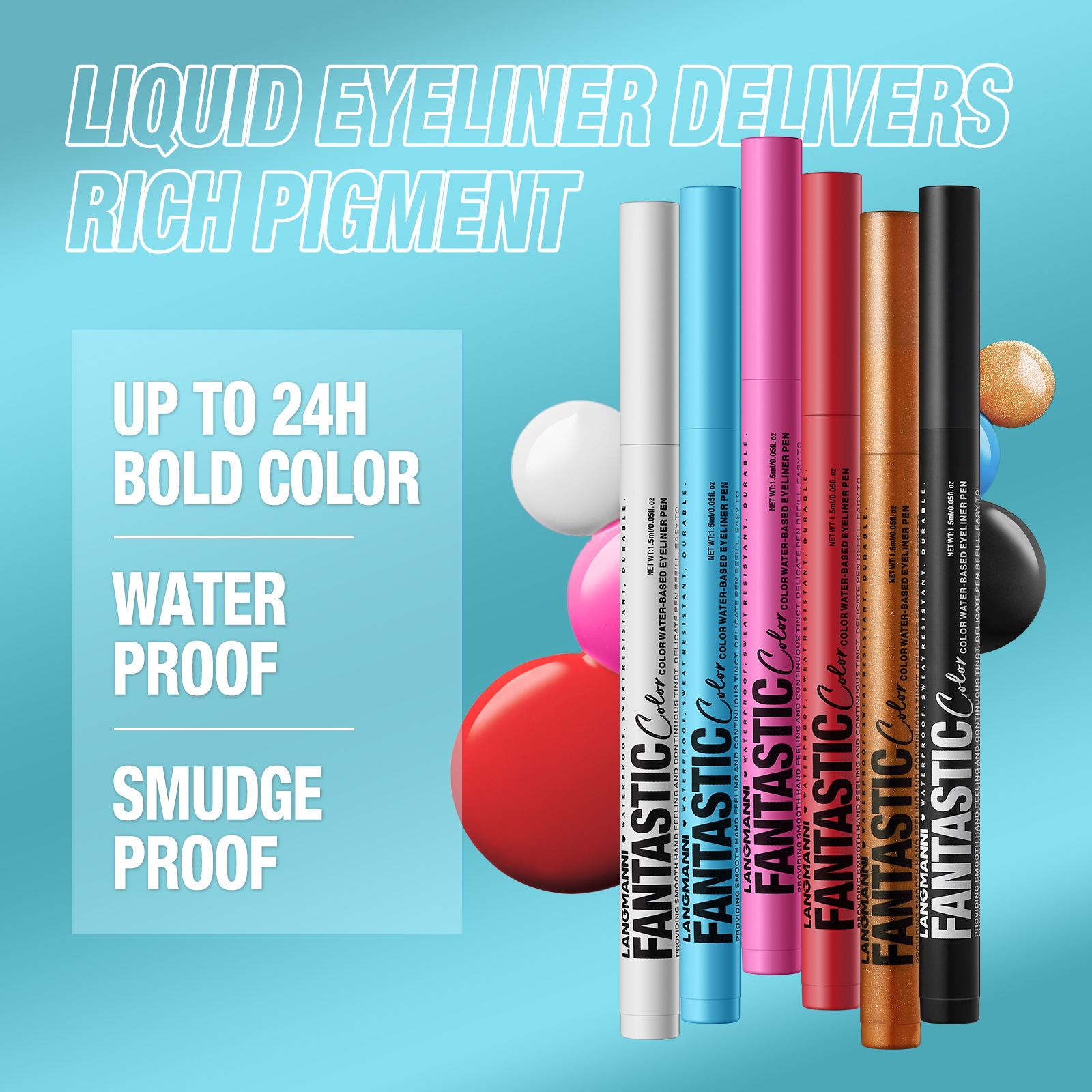 LANGMANNI Liquid Twelve-color Eyeliner Pen Set Matte Quick-Drying fang Smudge Eyeliner Liquid Pen details Picture