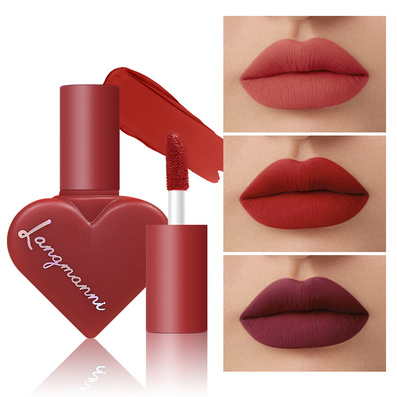 Langmanni Matte 12-color heart-shaped matte lipstick set and velvet Lip gloss set for Amazon details Picture