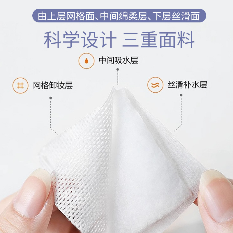 LMLTOP Cross-border Exclusive Double-sided Double-effect Sandwich Makeup Cotton 222 pieces set Skin-friendly sandwich Cotton Makeup Remover SY449 details Picture