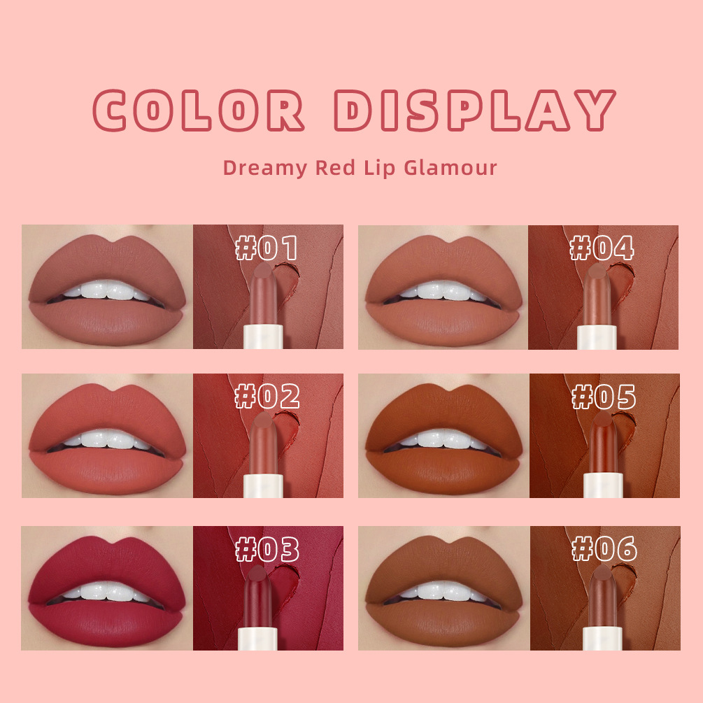 QIBEST Moisturizing matte new Color Lipstick has a velvety misty texture that is not easy to fade and lasts long. It is a cross-border nude color lipstick details Picture