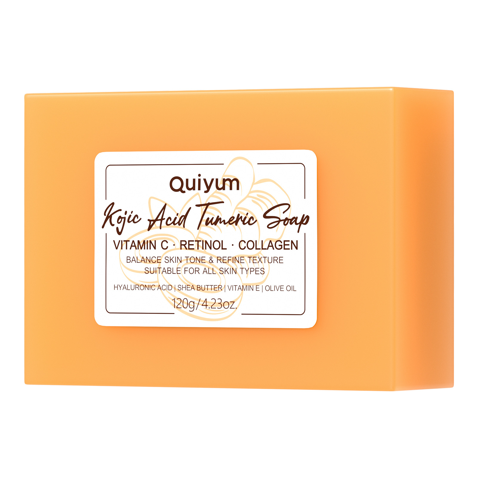 Cross-border full English version QUIYUM Curcumic acid Cleaning Handmade Soap 120g Soap Essential oil soap manufacturer wholesale Item Picture
