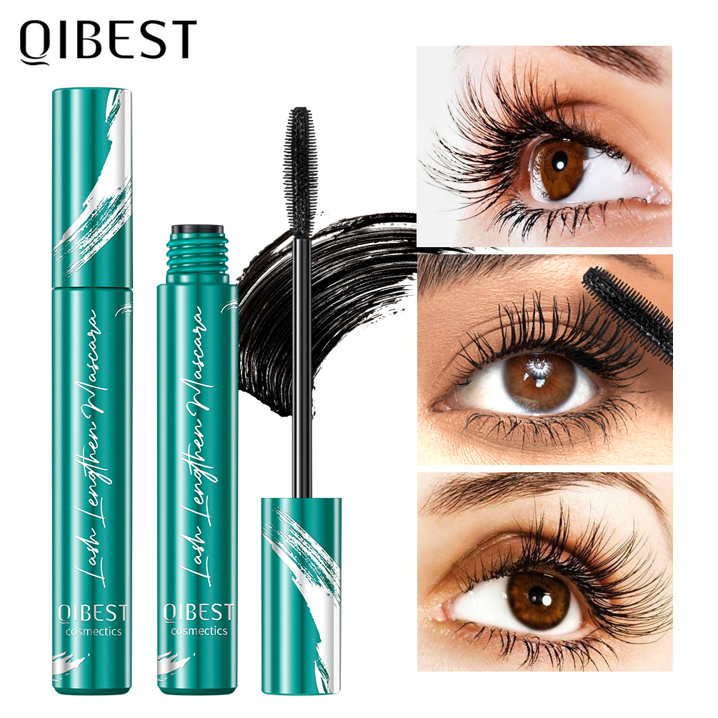 QIBEST Cross-border Mascara is waterproof and does not smudge. It features a long, curly, thick and shaping mascara base and a curly makeup look full figure