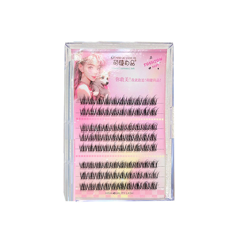 Mengjie Shangpin Large Capacity 5D mink fleece Baby Curve Lazy Person Trilogy False eyelashes Natural Comic Single cluster eyelashes Item Picture
