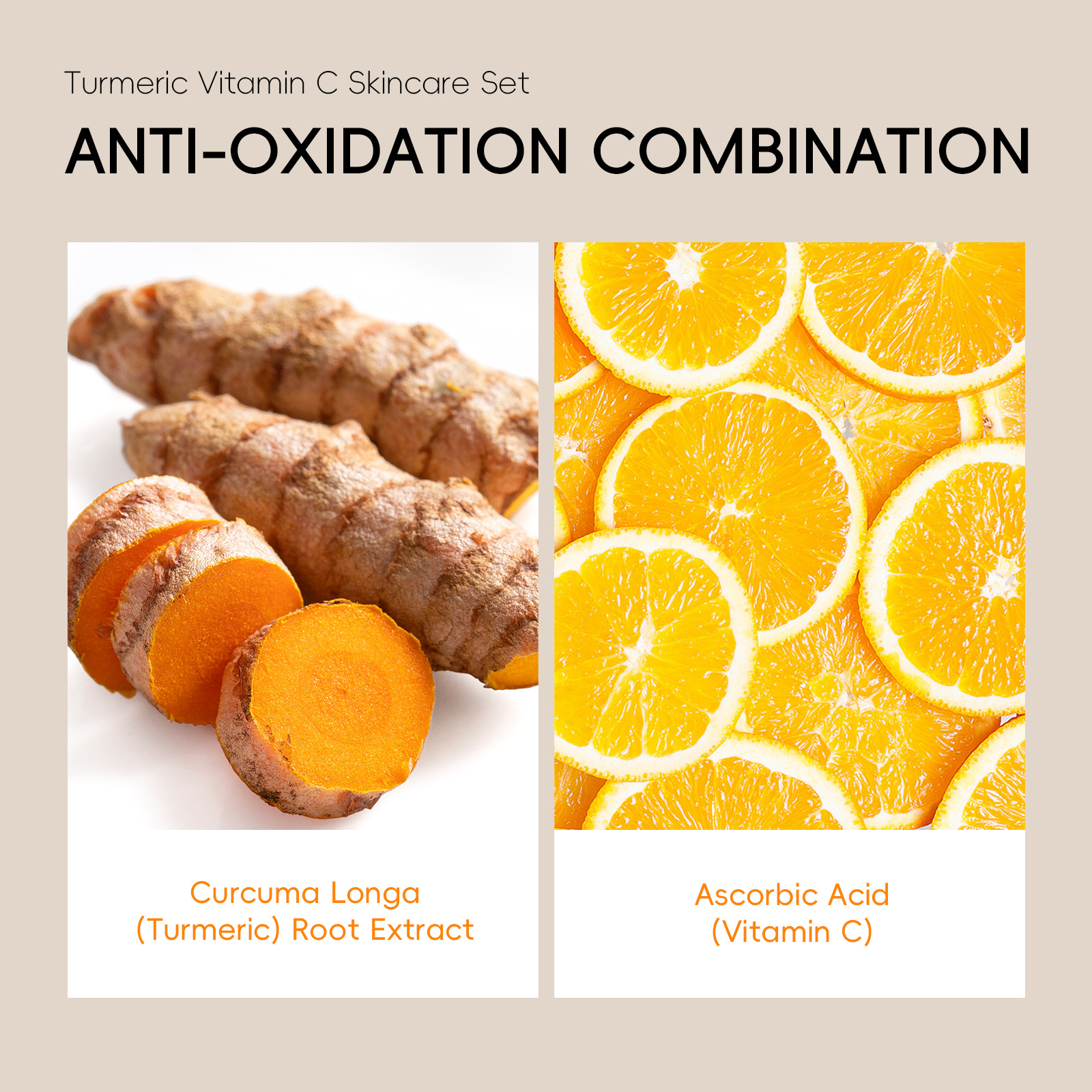 Cross-border quiyum turmeric Vitamin c skin Care Set 5-piece set, English facial care moisturizing manufacturer wholesale and consignment Application Scenario