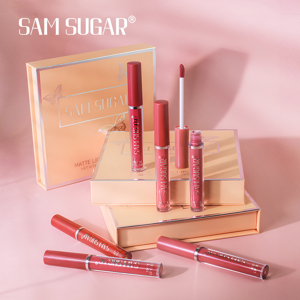 SAM SUGAR Matte matte 6-Lip Gloss Beauty Set: Lips won't stick to cup rim Red Specification drawing