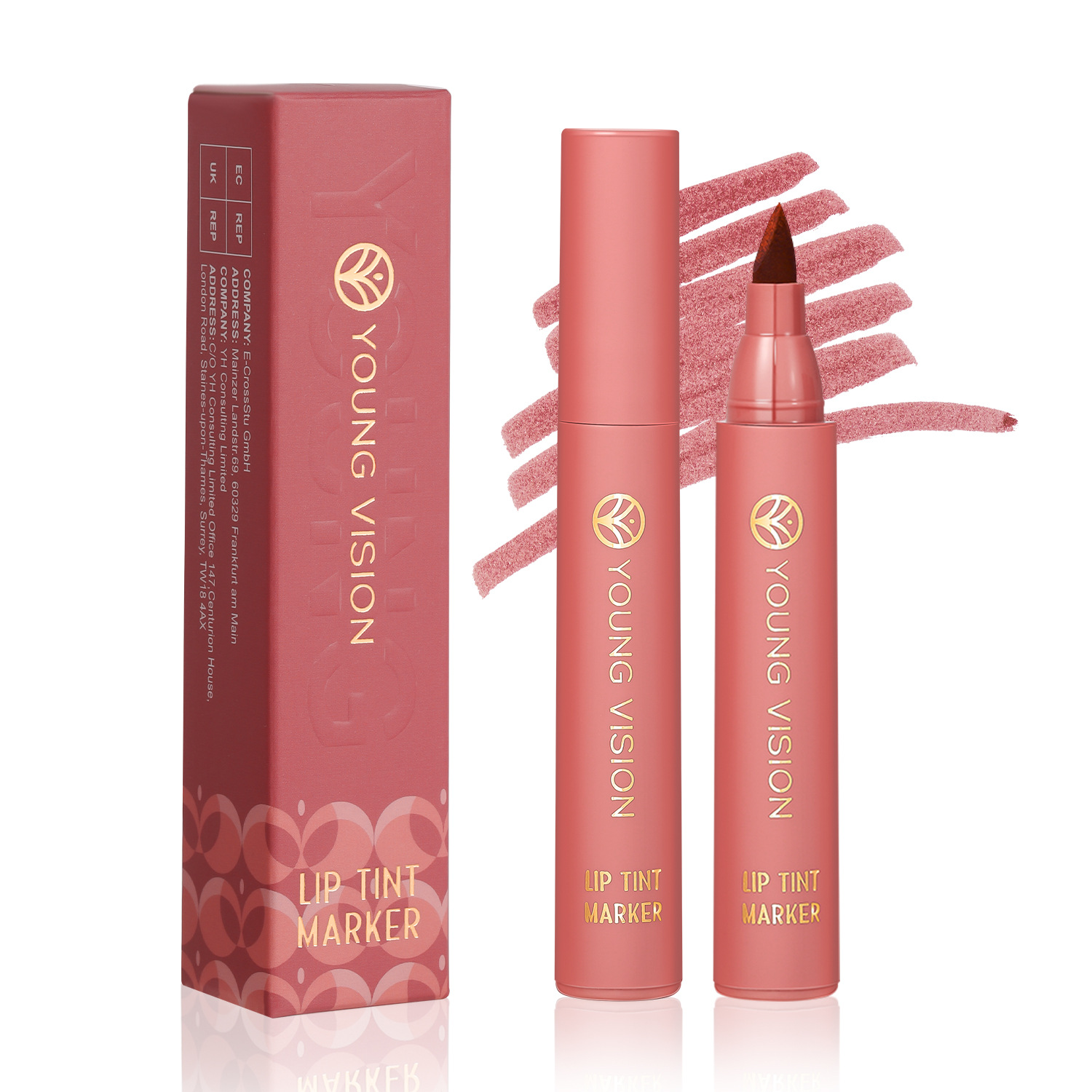 YOUNG VISION lip dye pen available in 6 colors: lipstick, water, lip liner pen, matte finish, not easy to stick to the cup, lip dye Specification drawing