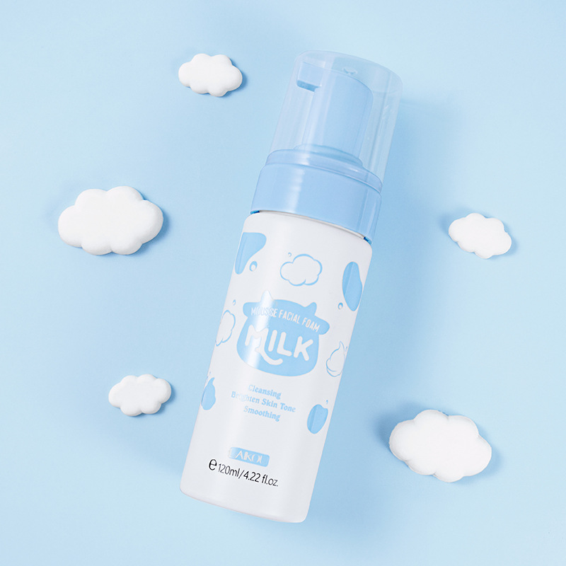 LAIKOU Milk Cleansing Mousse 120ml Facial Pore-cleaning Skin Care Products wholesale temu Shrimp Peel full figure